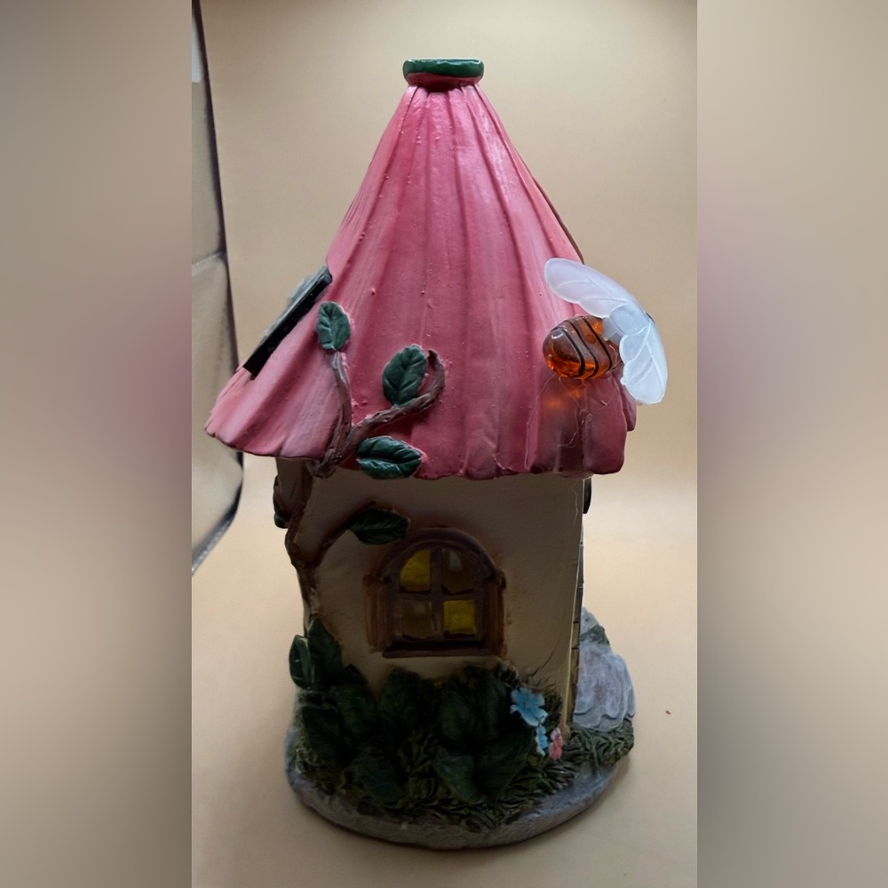 Charming Pink and Cream Fairy House Lamp - Picture 2 of 6